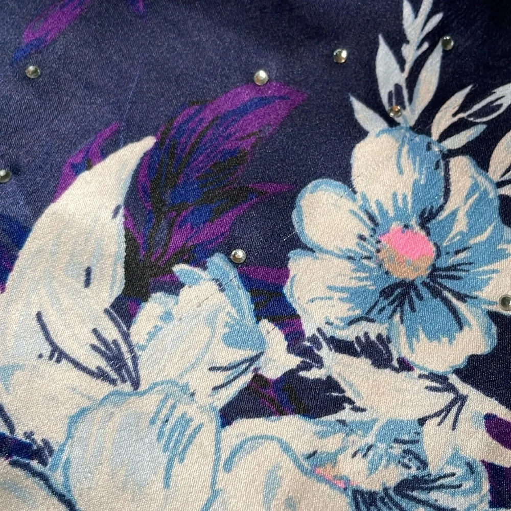 Y2K Victoria Secret Purple Floral Rhinestone Slip‎ Dress Size Medium